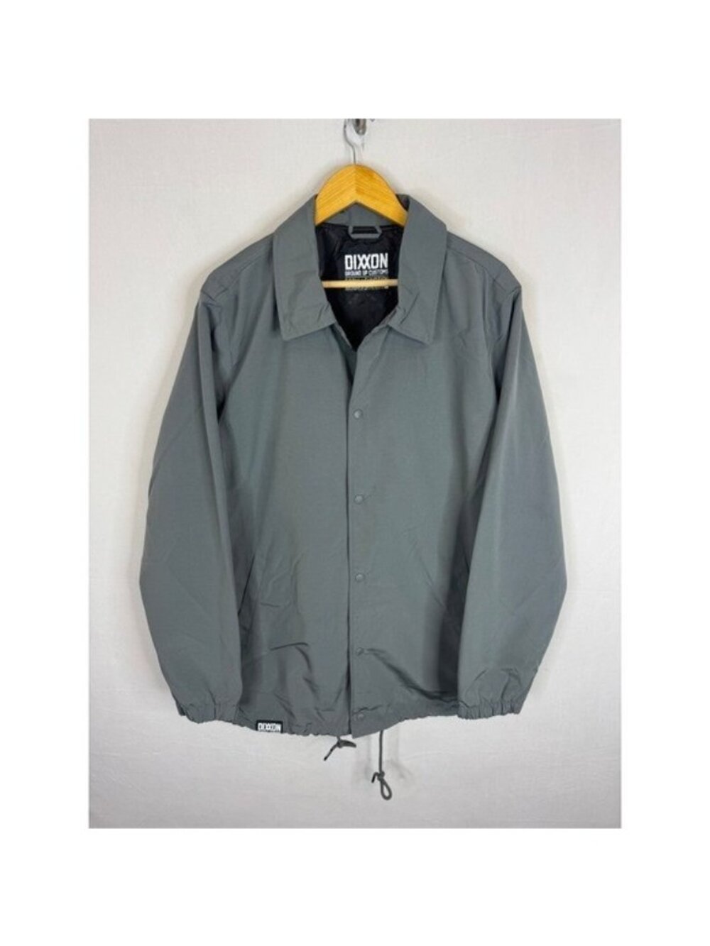 Dixxon Ground Up Customs Mens Coaches Jacket Gray Snap Front Windbreaker Large